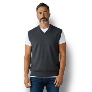 Turnbury Mens Merino Wool Pullover Sweater Vest Preppy Classic Old Money Grey L
